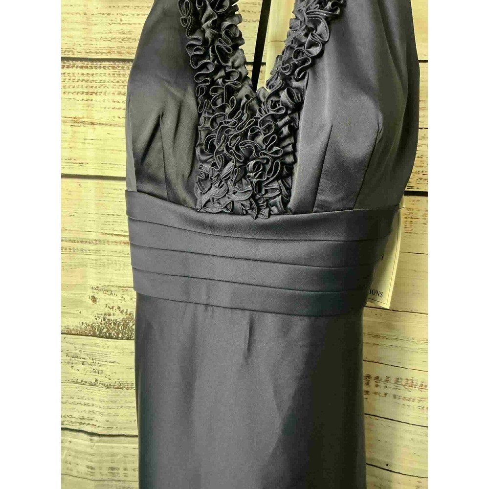 NW Collections Navy Blue Strapless Ruffled Halter Neckline Dress Size 8 - Picture 3 of 6